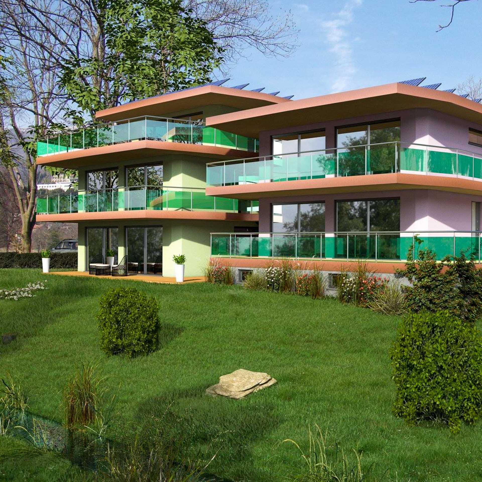 Neue 3,5-Zimmer-Wohnung mit Garten in Curio in einer umweltfreundlichen Residenz zu verkaufen