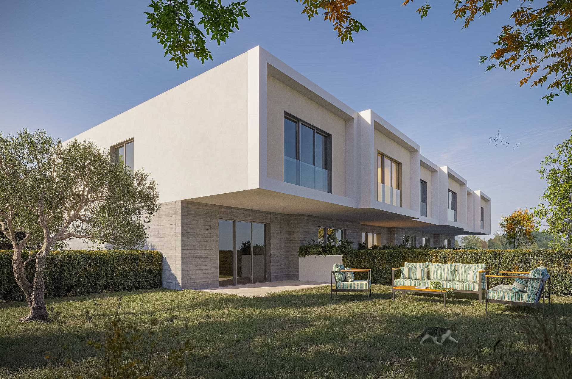 Neues Reihenhaus mit großem Garten zum Verkauf in Caslano in einer Wohnanlage mit Gemeinschaftspool